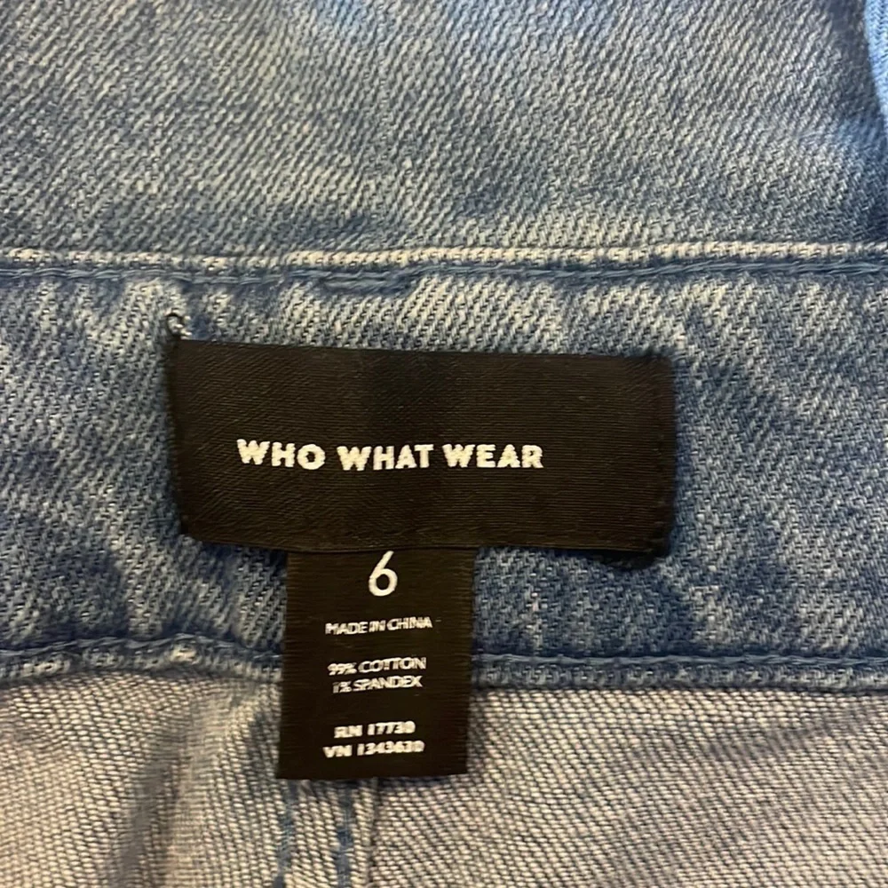 Who What Wear Woman’s Mid-rise Straight Leg Paperbag Indigo Denim Pants